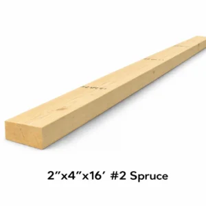 2" x 4" x 16' – #2 Spruce Lumber